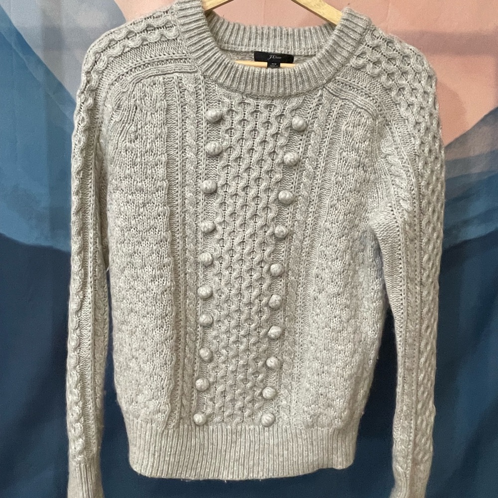 J. Crew Dove Gray Textured Knit Sweater